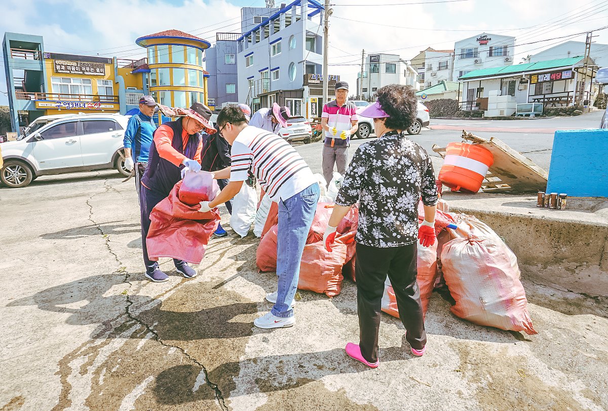 9월 바다가꿈 프로젝트(고내항) 쓰레기를 치우고 있는 사진2